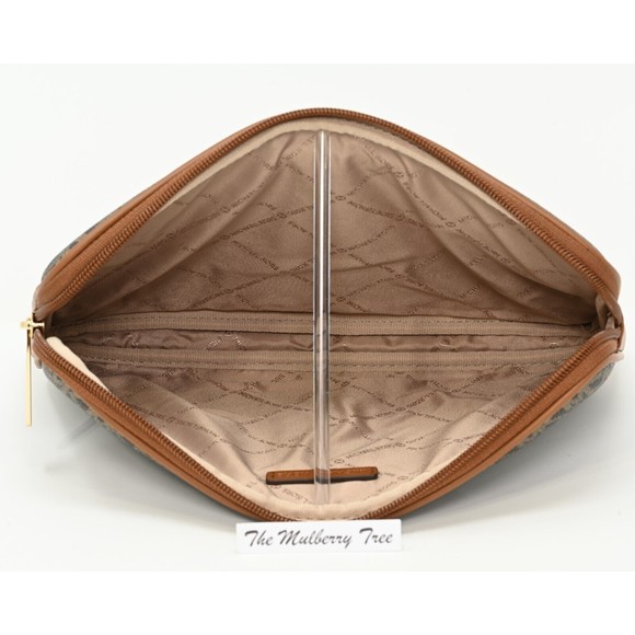 MICHAEL KORS KALI Medium Satchel w iPad Case Brwn Gold Signature Canvas NWT $678 - Picture 12 of 16